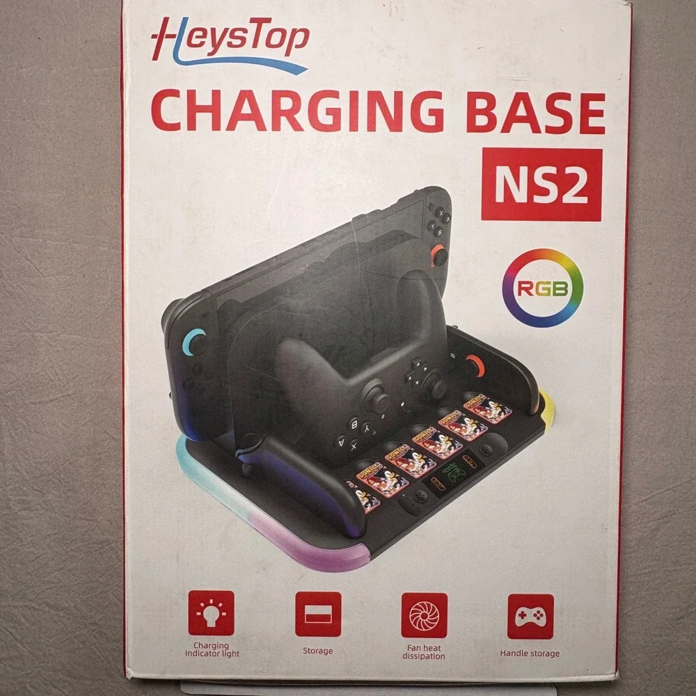 Heystop Charging Base NS2 for Nintendo Switch OLED RGB Cooling Fan Dock‎ Station